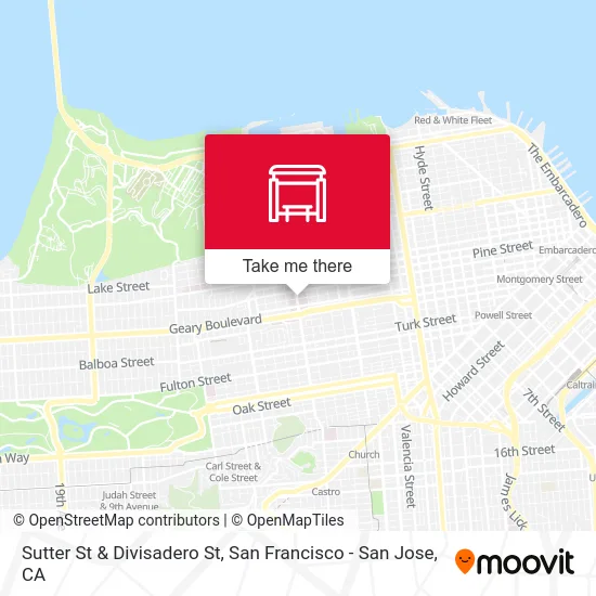 Sutter St & Divisadero St map