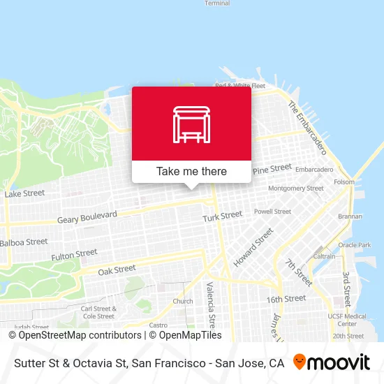 Sutter St & Octavia St map