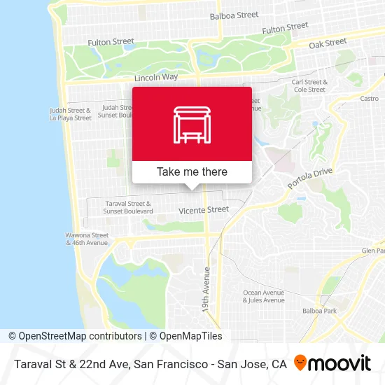 Taraval St & 22nd Ave map