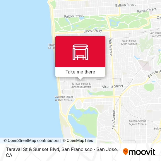 Taraval St & Sunset Blvd map