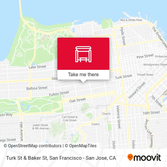 Turk St & Baker St map