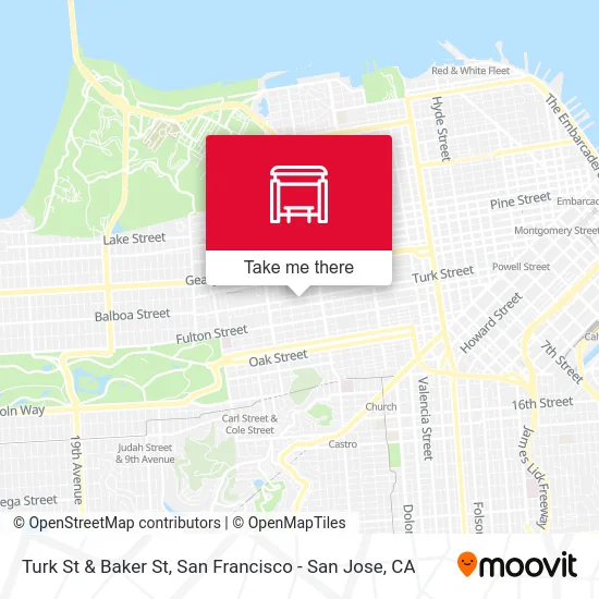 Turk St & Baker St map