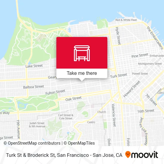Turk St & Broderick St map
