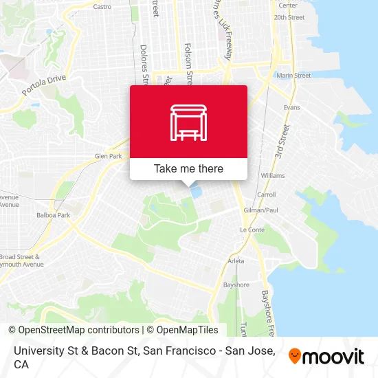 University St & Bacon St map