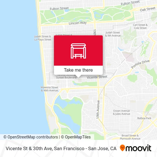 Vicente St & 30th Ave map