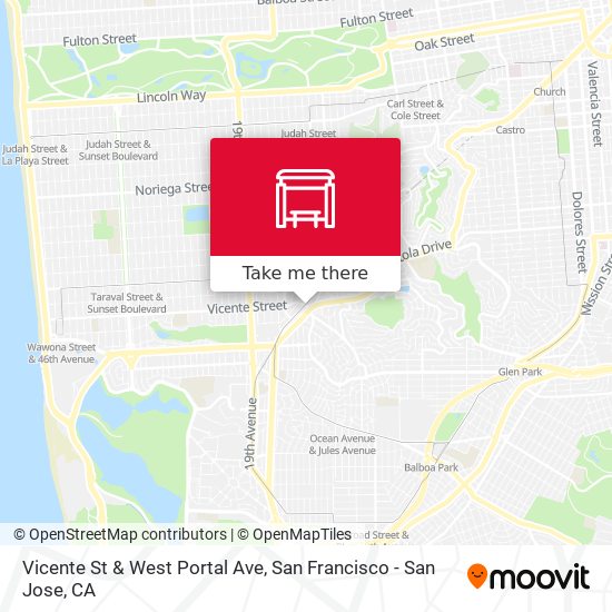 Vicente St & West Portal Ave map
