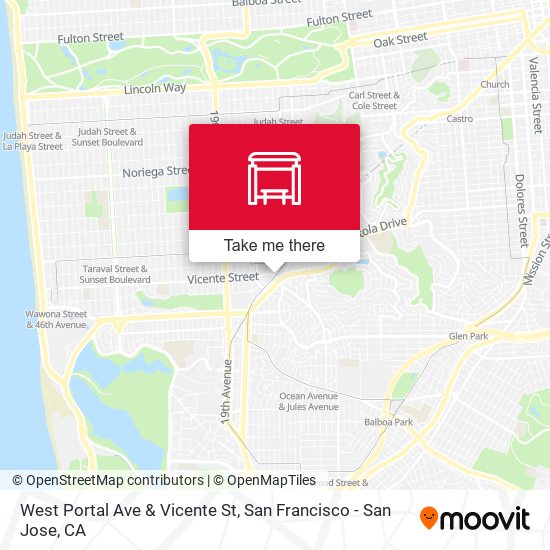 West Portal Ave & Vicente St map