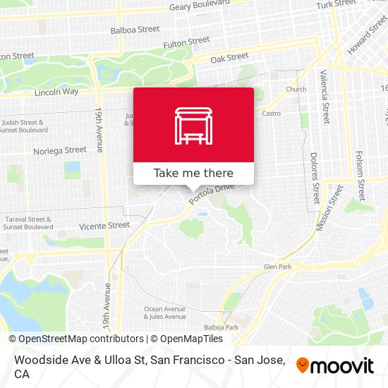 Woodside Ave & Ulloa St map