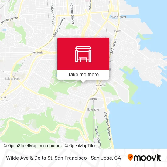 Wilde Ave & Delta St map