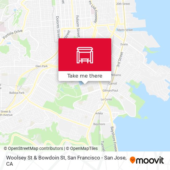 Woolsey St & Bowdoin St map