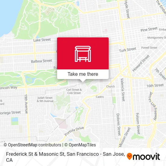 Frederick St & Masonic St map