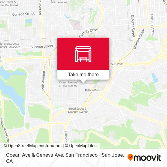 Ocean Ave & Geneva Ave map