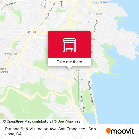 Rutland St & Visitacion Ave map