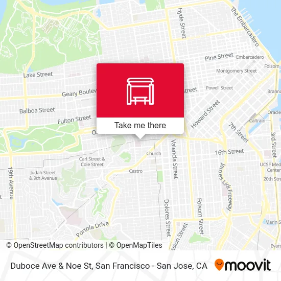 Duboce Ave & Noe St map
