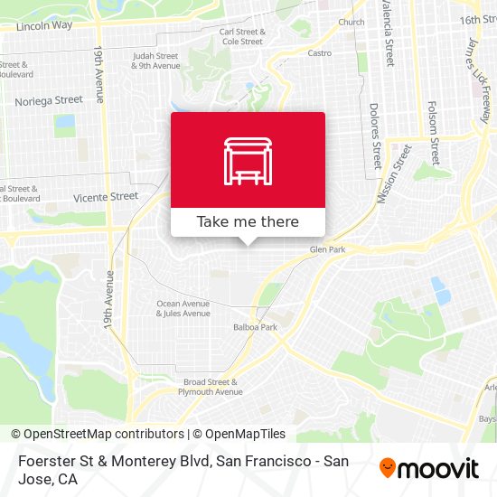 Foerster St & Monterey Blvd map