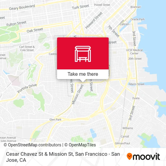 Cesar Chavez St & Mission St map