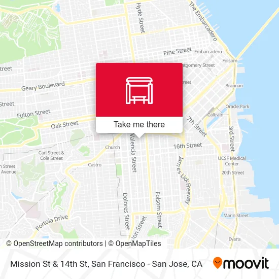 Mission St & 14th St map
