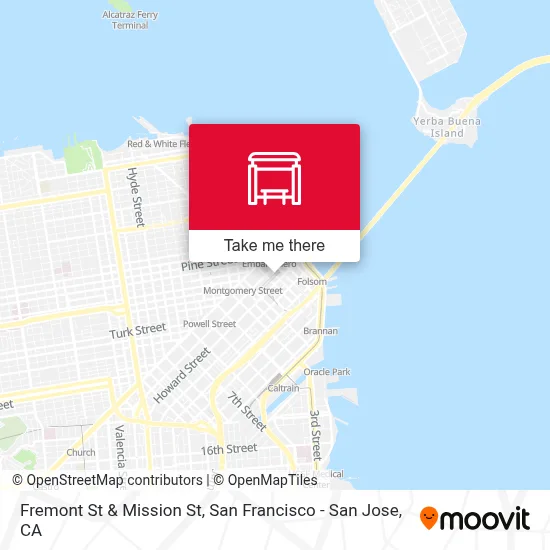 Fremont St & Mission St map