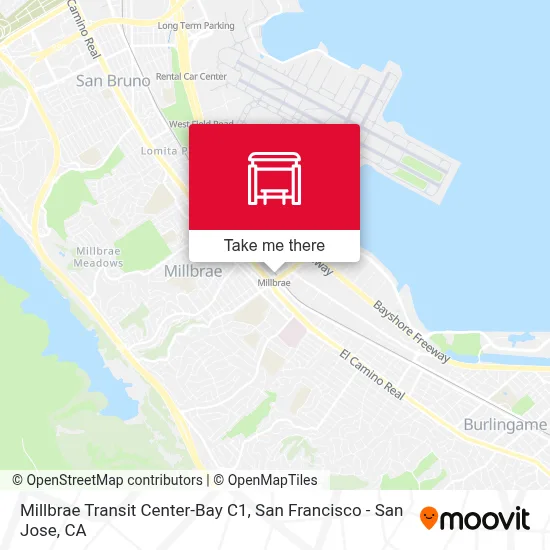 Millbrae Transit Center-Bay C1 map