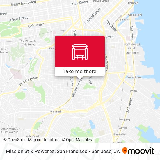 Mission St & Power St map