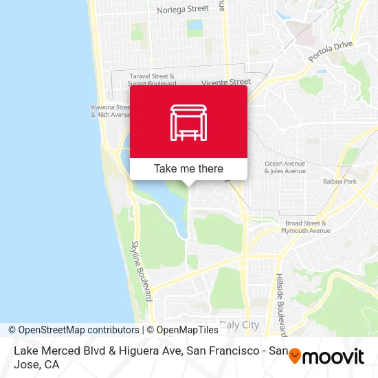 Lake Merced Blvd & Higuera Ave map