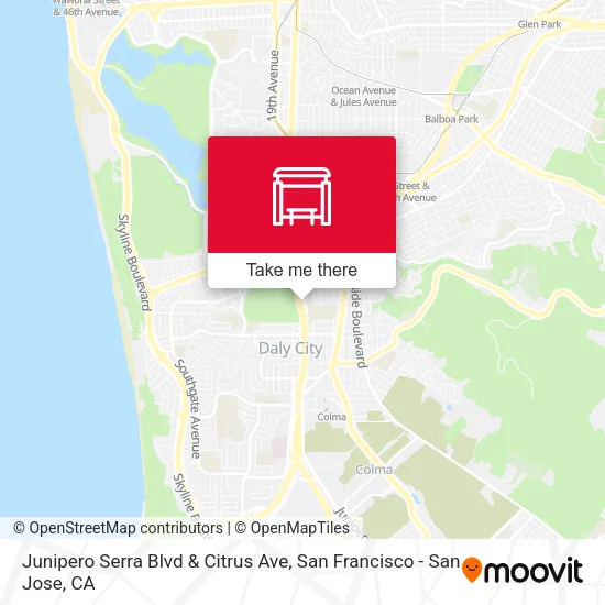Junipero Serra Blvd & Citrus Ave map