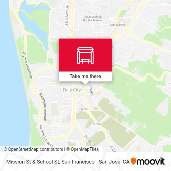 Mission St & School St map