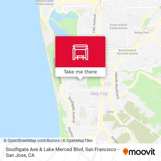 Southgate Ave & Lake Merced Blvd map