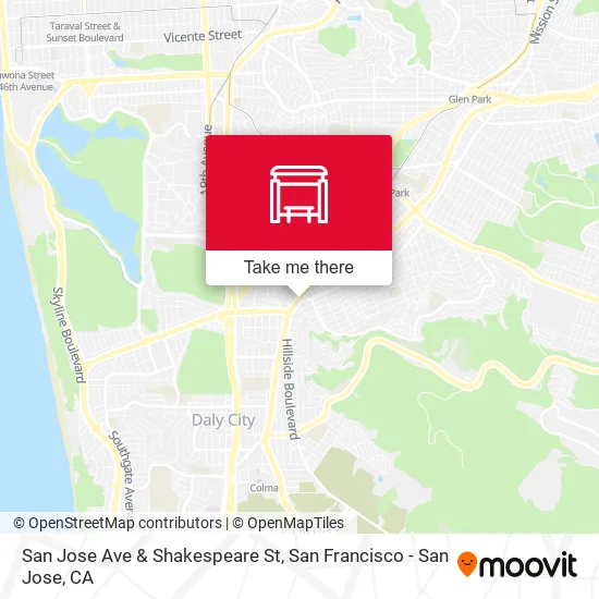 Mapa de San Jose Ave & Shakespeare St