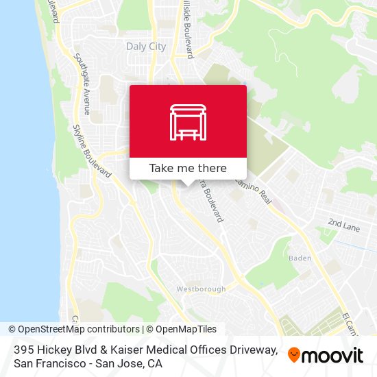 395 Hickey Blvd & Kaiser Medical Offices Driveway map