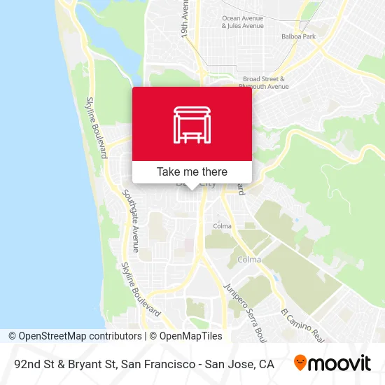 92nd St & Bryant St map