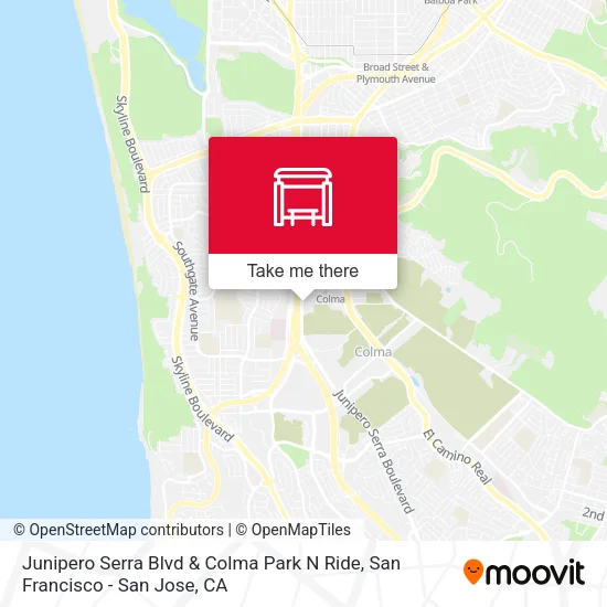 Junipero Serra Blvd & Colma Park N Ride map