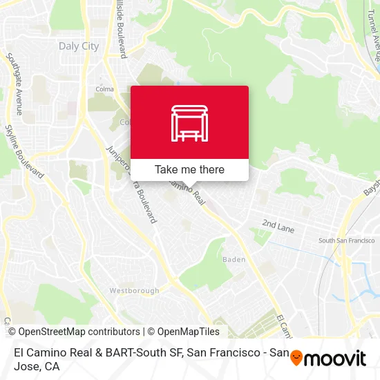 El Camino Real & BART-South SF map