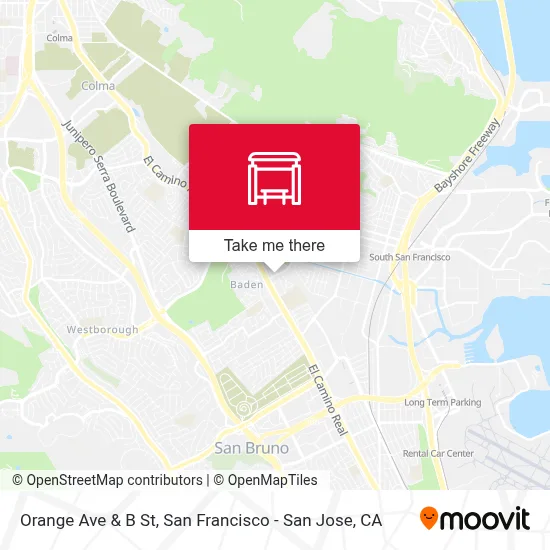 Orange Ave & B St map