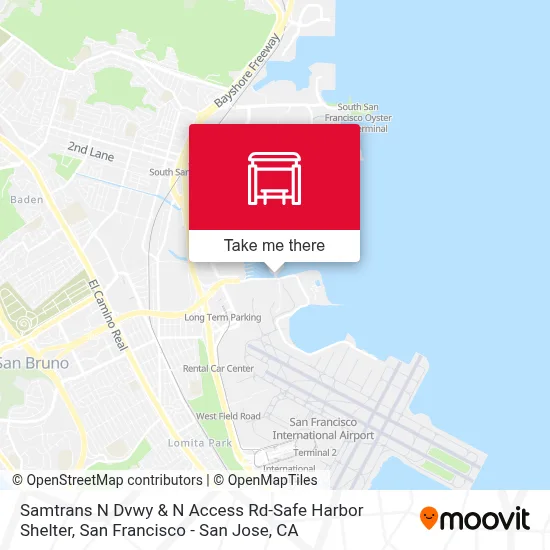 Samtrans N Dvwy & N Access Rd-Safe Harbor Shelter map
