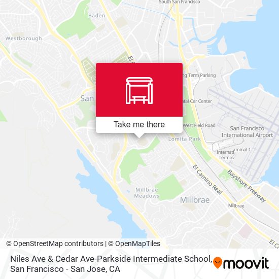 Niles Ave & Cedar Ave-Parkside Intermediate School map