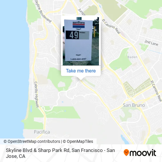 Skyline Blvd & Sharp Park Rd map