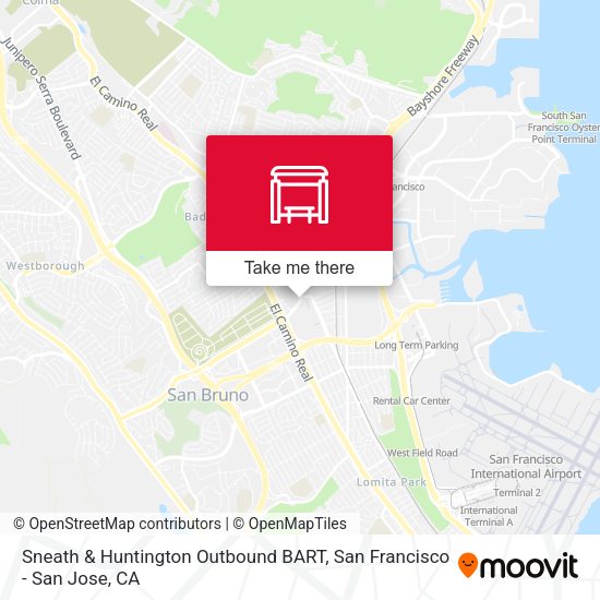 Sneath & Huntington Outbound BART map
