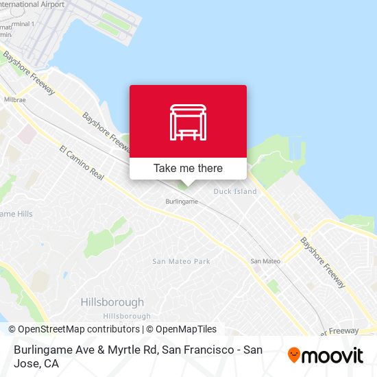 Mapa de Burlingame Ave & Myrtle Rd