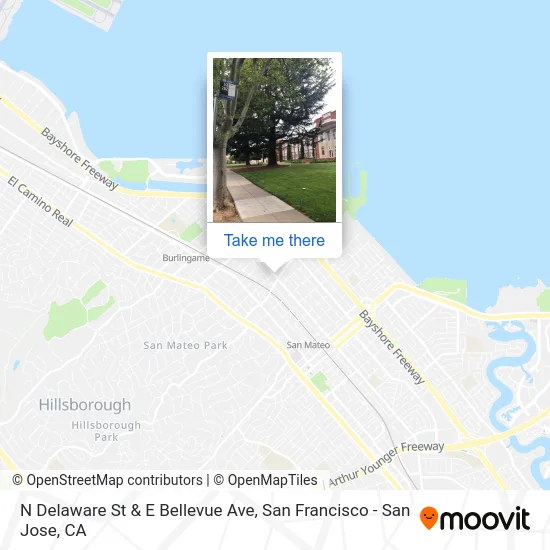 N Delaware St & E Bellevue Ave map