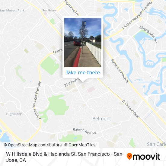 W Hillsdale Blvd & Hacienda St map