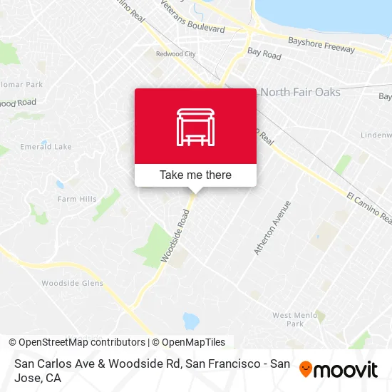 San Carlos Ave & Woodside Rd map