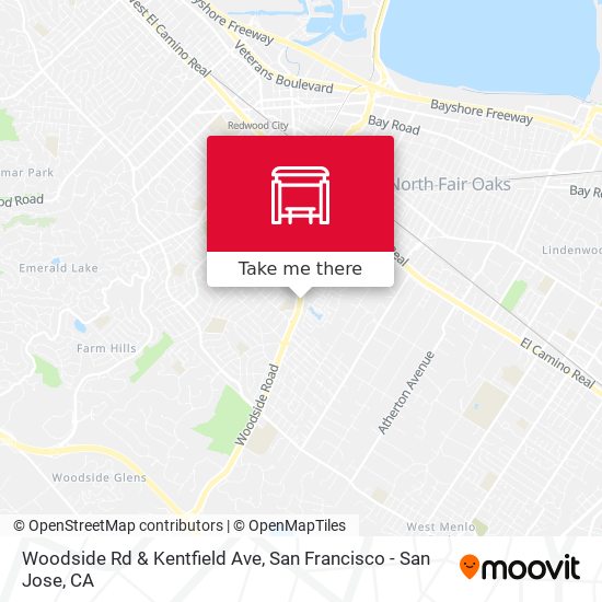 Woodside Rd & Kentfield Ave map