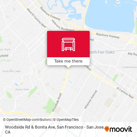 Woodside Rd & Bonita Ave map