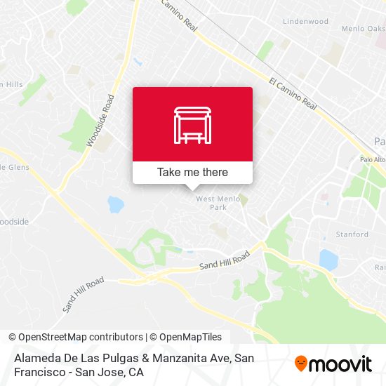 Alameda De Las Pulgas & Manzanita Ave map
