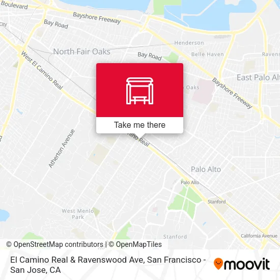 Mapa de El Camino Real & Ravenswood Ave