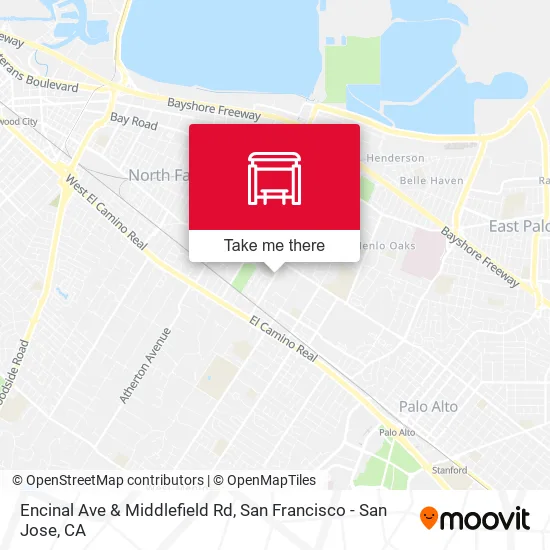 Encinal Ave & Middlefield Rd map