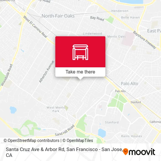 Santa Cruz Ave & Arbor Rd map