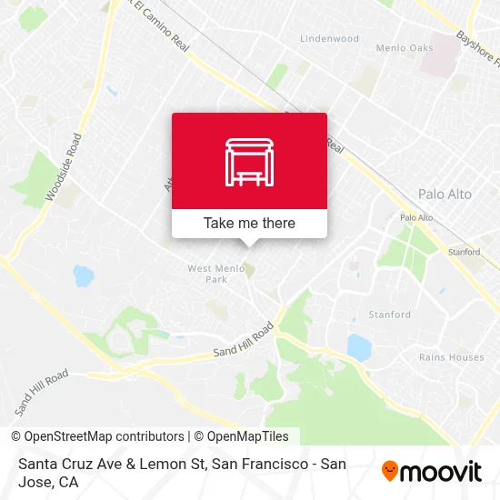 Santa Cruz Ave & Lemon St map