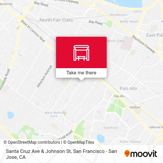 Santa Cruz Ave & Johnson St map